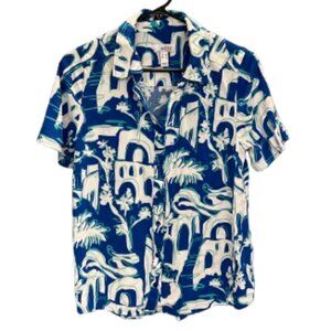 🌴 D&Co. Denim & Company Tropical Button-Down Shirt – Size S 🌊🌺